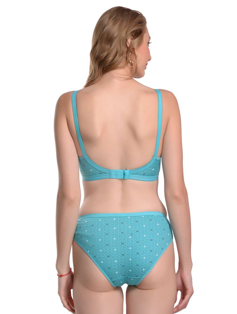 blue printed bra and panty set - 18345543 -  Standard Image - 2
