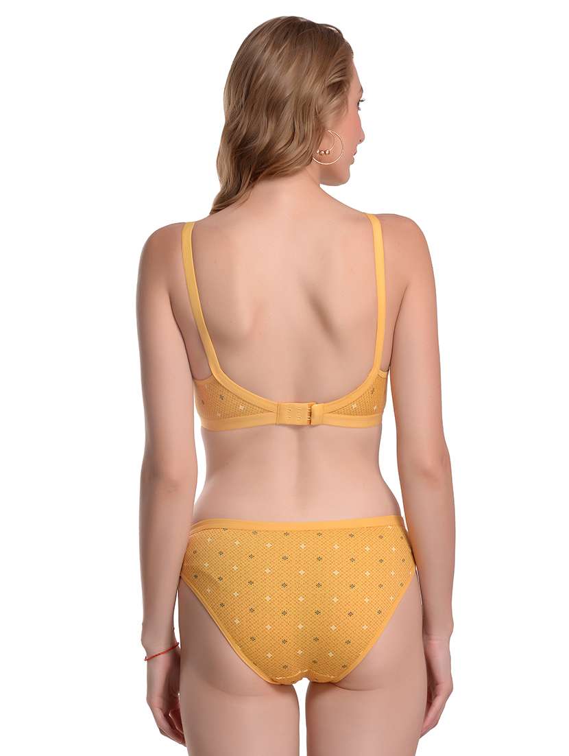 yellow printed bras and panty set - 18345545 -  Standard Image - 2