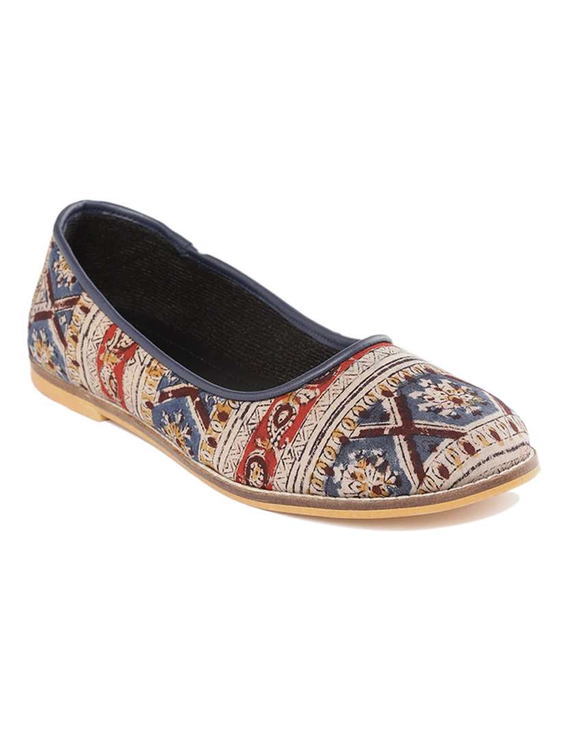 multi colored fabric slip on ballerina