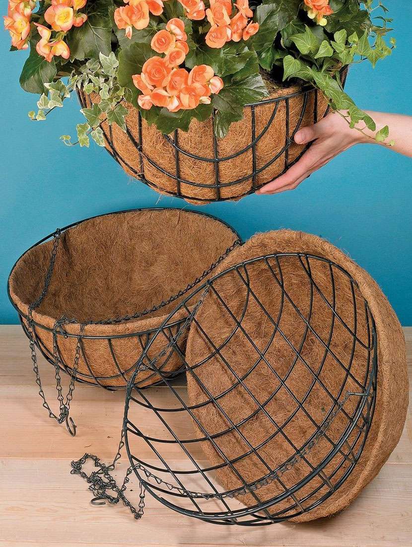 coirgarden-coir hanging planter pots-garden decoration indoor and outdoor -8inch-pack 4 - 18346096 -  Standard Image - 2