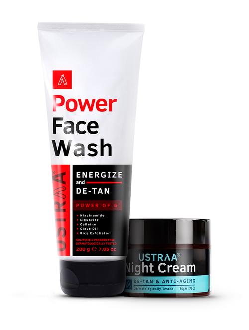 ustraa power face wash energize and de-tan - 200g & night cream - 50g - 18346223 -  Standard Image - 0