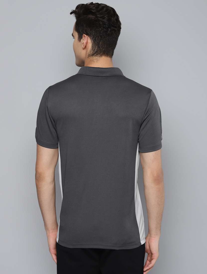 grey color-blocked polo t-shirt - 18346285 -  Standard Image - 2