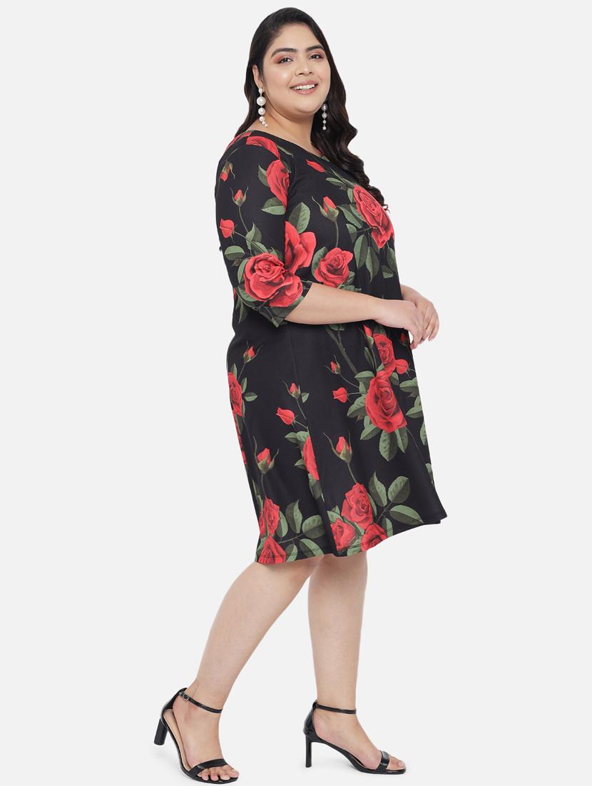 v-neck floral a-line dress - 18346377 - Standard Image - 2
