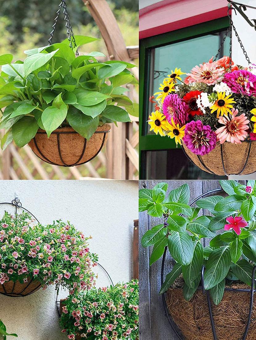 coirgarden-coir hanging round basket-hanging flower plant pots with balcony-water hanging baskets- (12 inch)-pack of 4 - 18346550 - Standard Image - 2