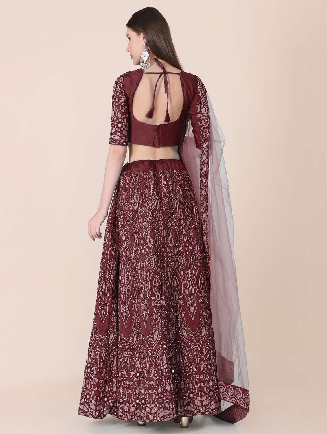 maroon art silk flared lehenga - 18346603 - Standard Image - 2