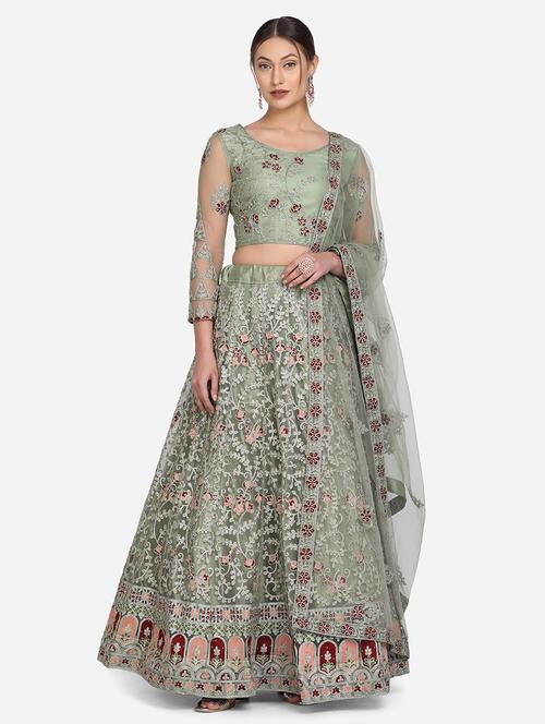 pista green flared lehenga - 18346635 -  Standard Image - 0
