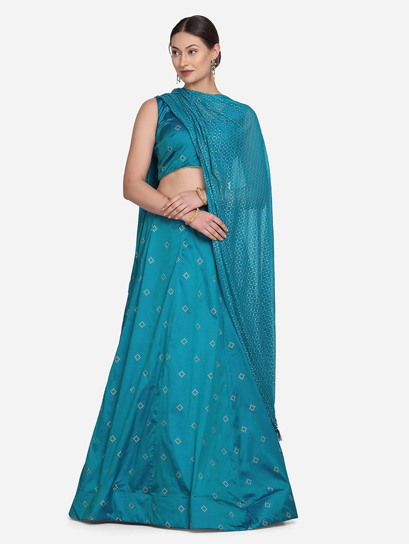 green net flared lehenga - 18346640 -  Zoom Image - 0