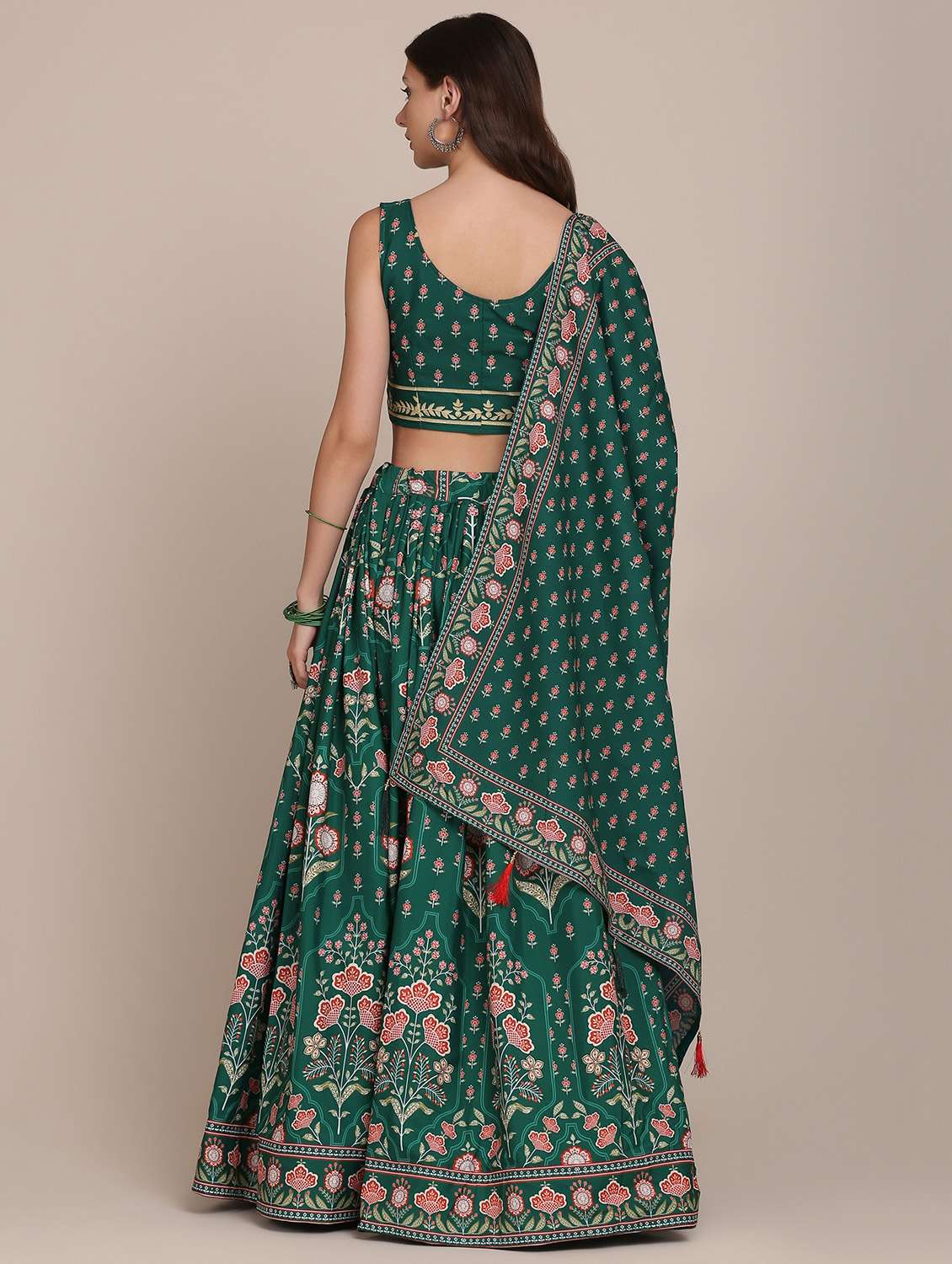 green floral flared lehenga - 18346651 - Standard Image - 2