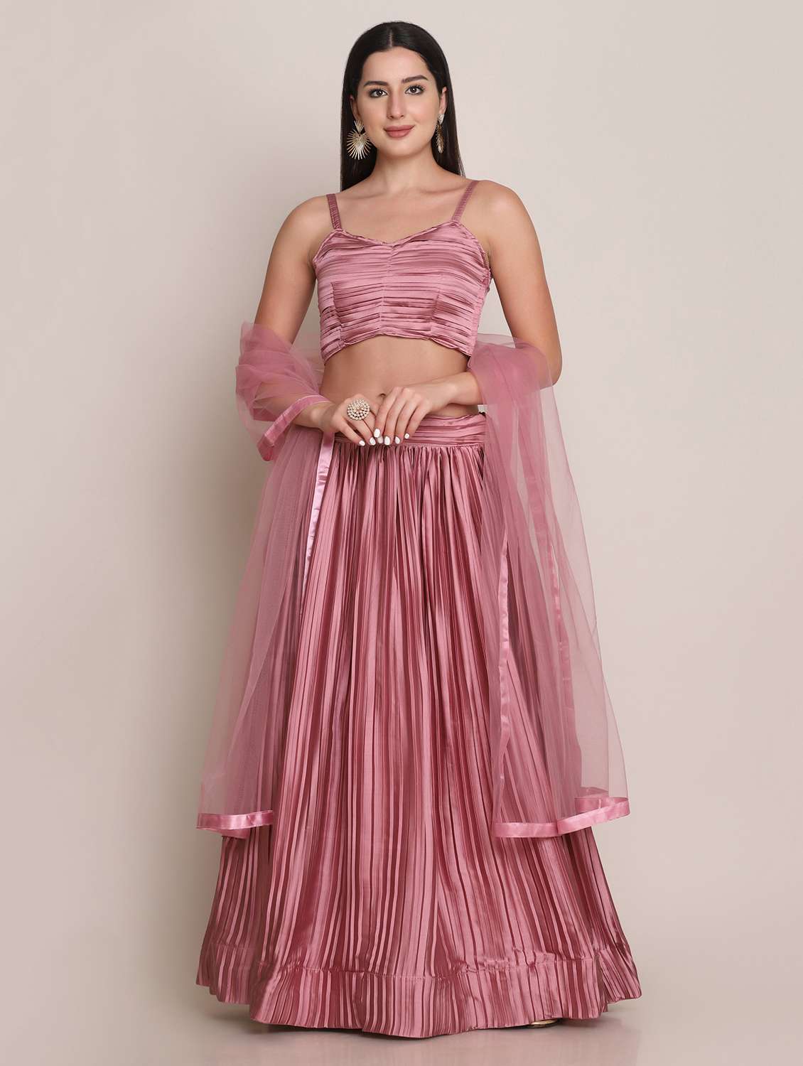 pink silk flared lehenga - 18346658 -  Zoom Image - 0