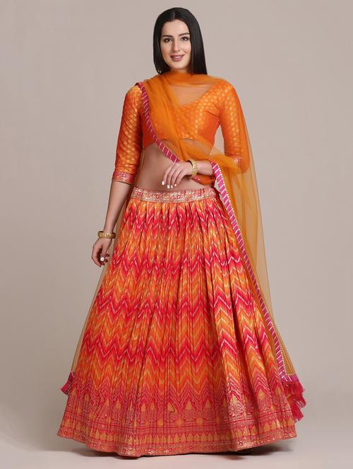 multi colored silk flared lehenga - 18346661 -  Standard Image - 0