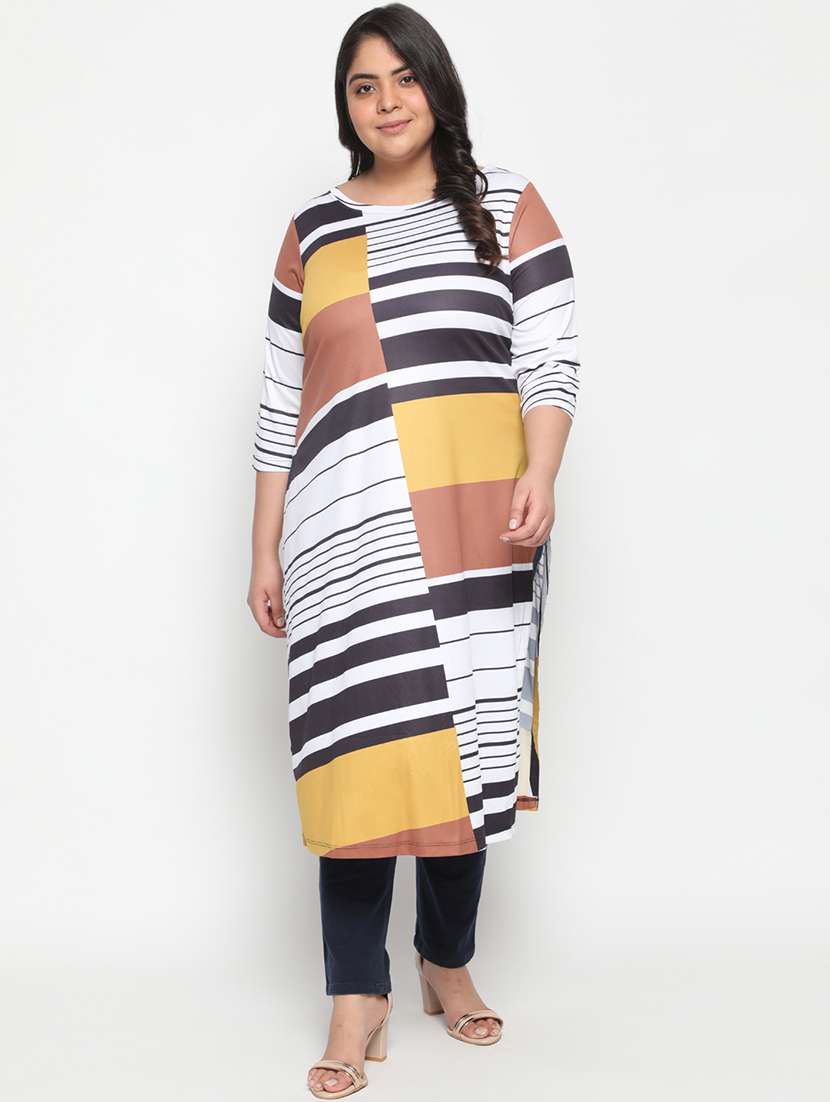 multi colored striped straight kurta