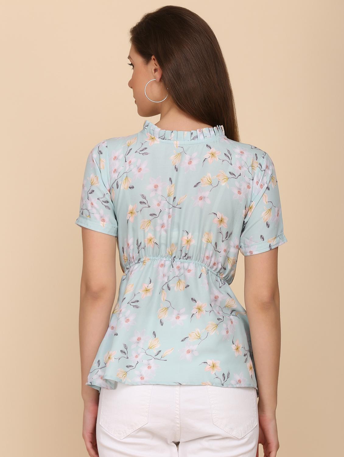 crew neck floral print top - 18346880 - Standard Image - 2
