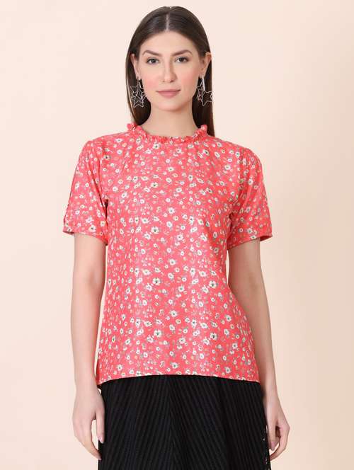 crew neck floral print top - 18346885 -  Standard Image - 0
