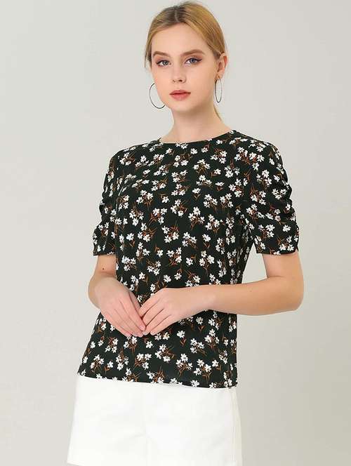 crew neck printed top - 18346888 - Standard Image - 0