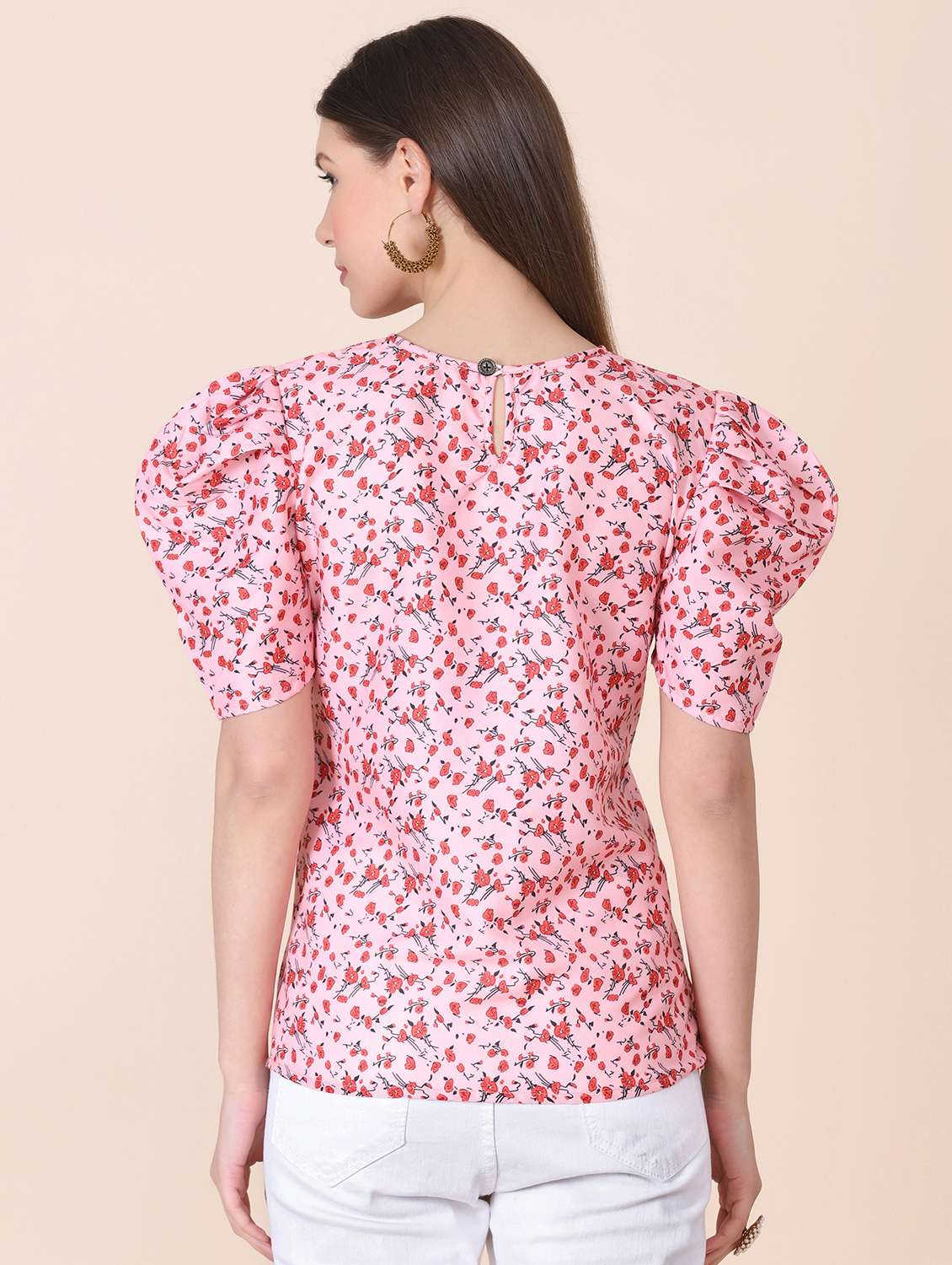 round neck floral print top - 18346892 - Standard Image - 2
