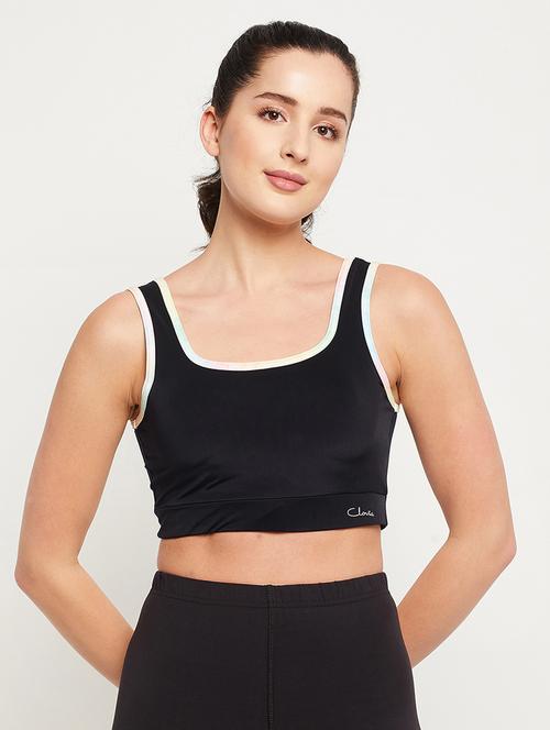 black solid sports bra - 18346950 - Standard Image - 0