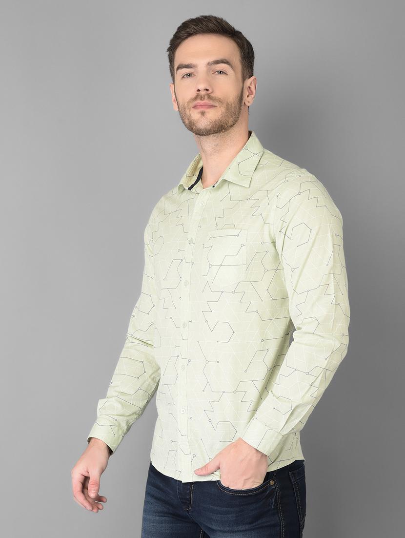green printed casual shirt - 18347260 - Standard Image - 2