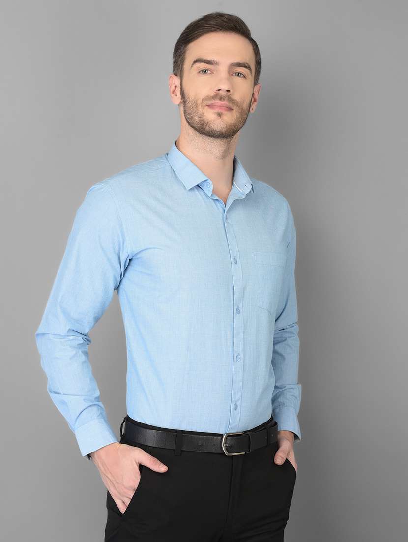 light blue solid formal shirt - 18347275 - Standard Image - 2