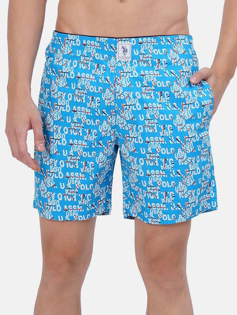 blue printed boxer