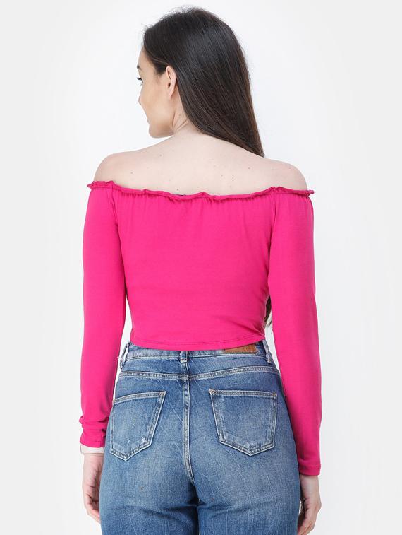 off-shoulder solid regular top - 18347365 - Standard Image - 2