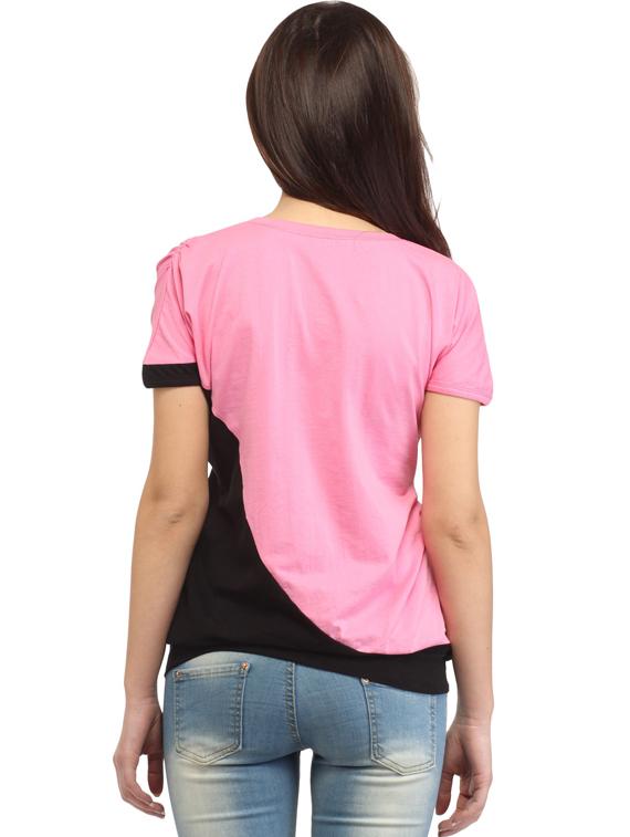 short-sleeved color-blocked regular top - 18347373 - Standard Image - 2