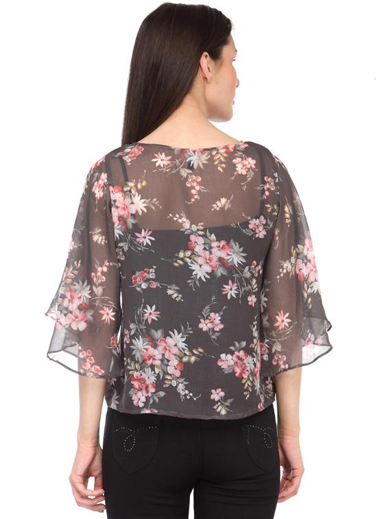 three quarter sleeved printed regular top - 18347424 - Standard Image - 2
