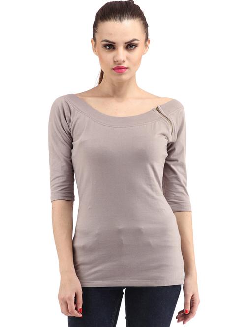 three quarter sleeved solid regular top - 18347446 -  Standard Image - 0