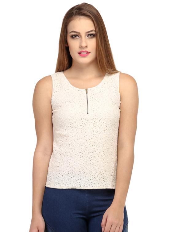 sleeveless perforated regular top - 18347456 - Zoom Image - 0