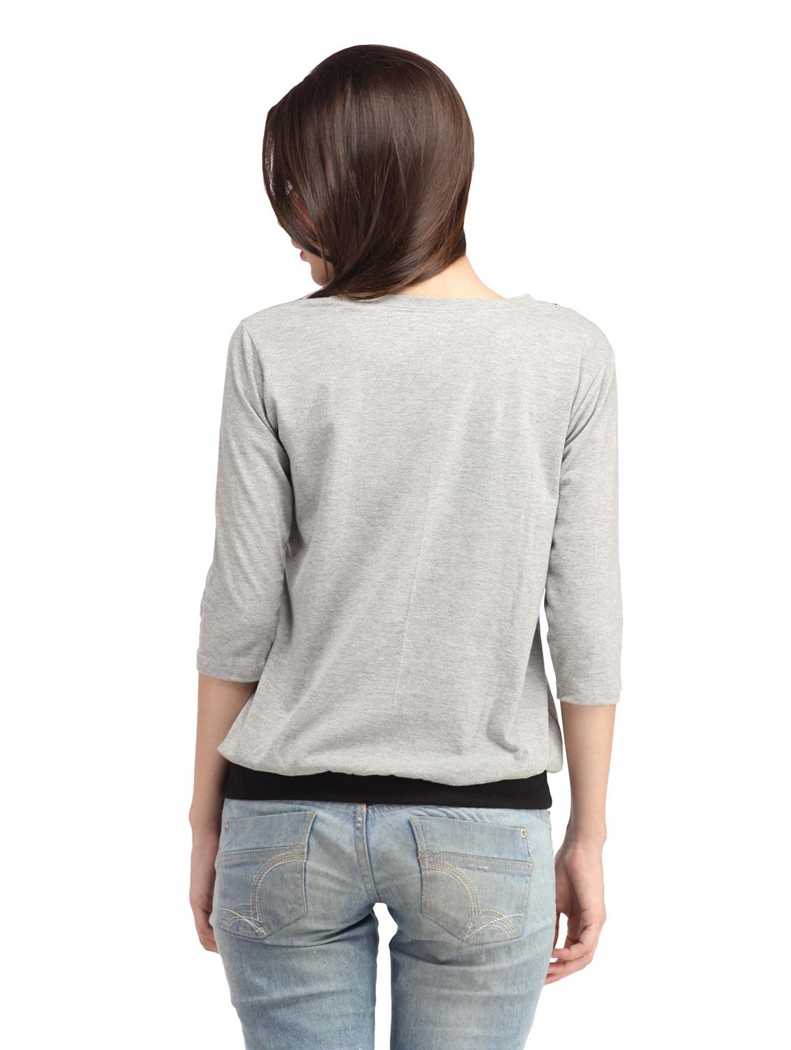 three fourth sleeved color-blocked regular top - 18347465 - Standard Image - 2