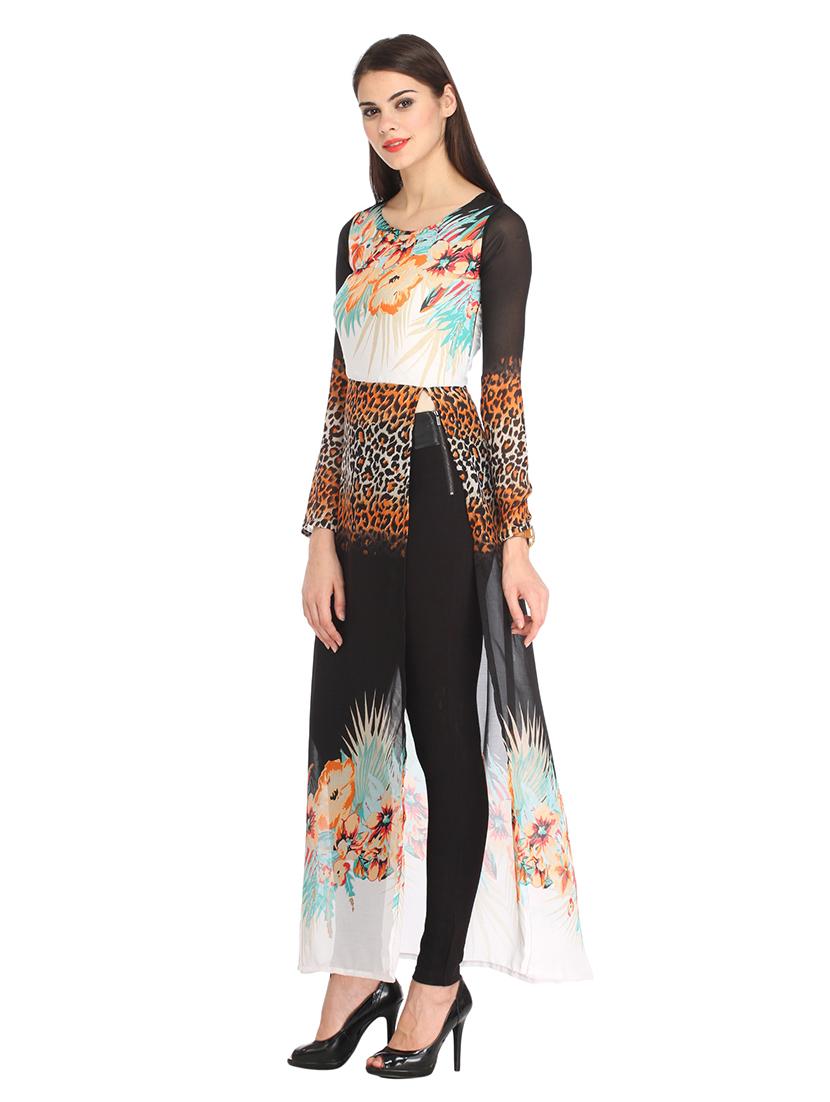 long sleeved printed tunic - 18347519 - Standard Image - 2