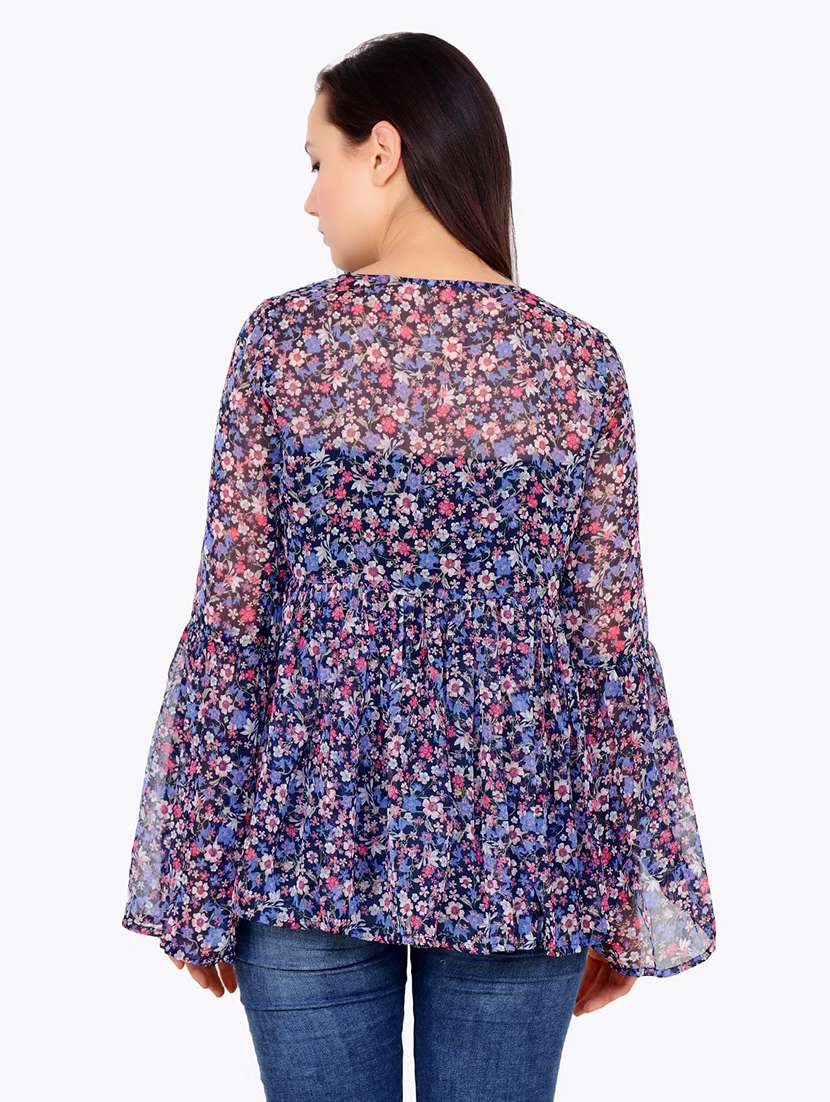 bell sleeved floral top  - 18347523 -  Standard Image - 2