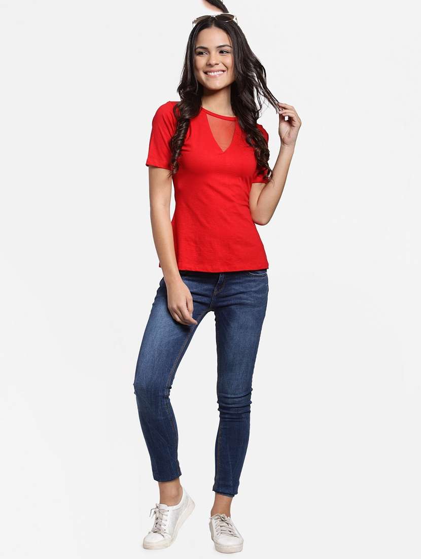 round neck solid top - 18347535 - Standard Image - 2