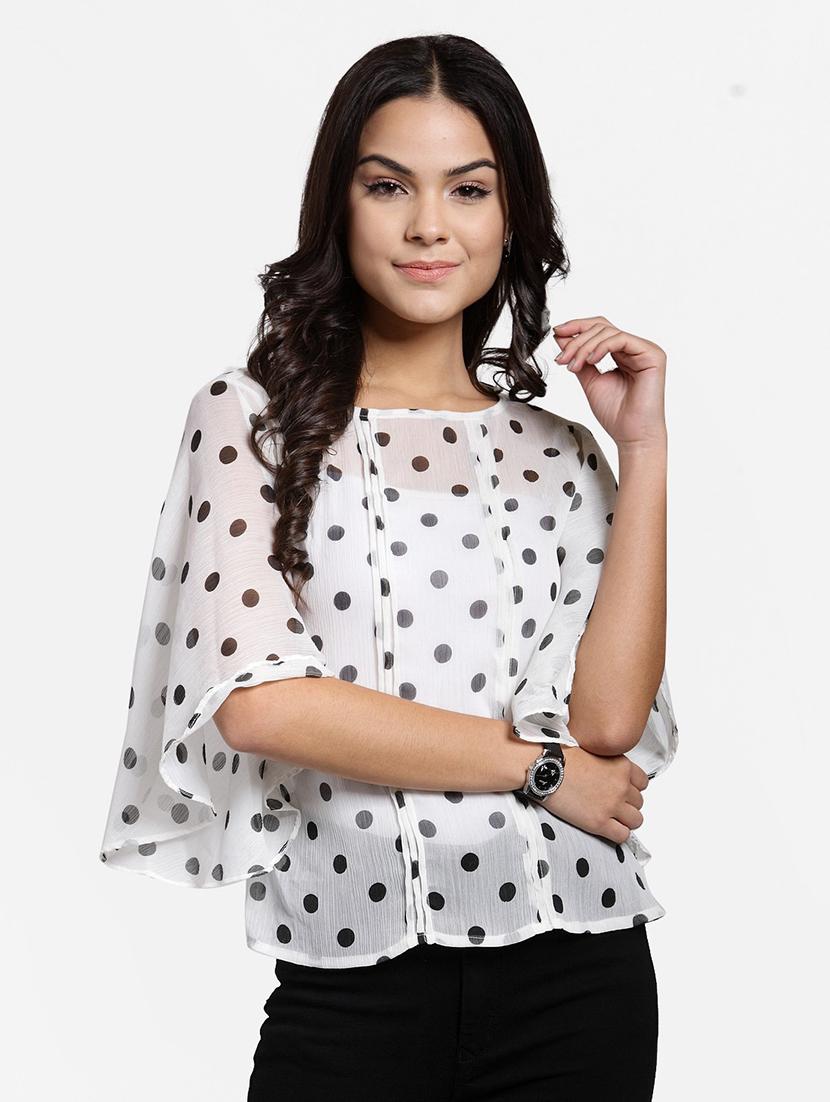 bell sleeved polka dot top  - 18347538 -  Zoom Image - 0