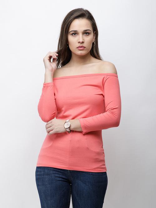 off shoulder solid top - 18347548 - Standard Image - 0