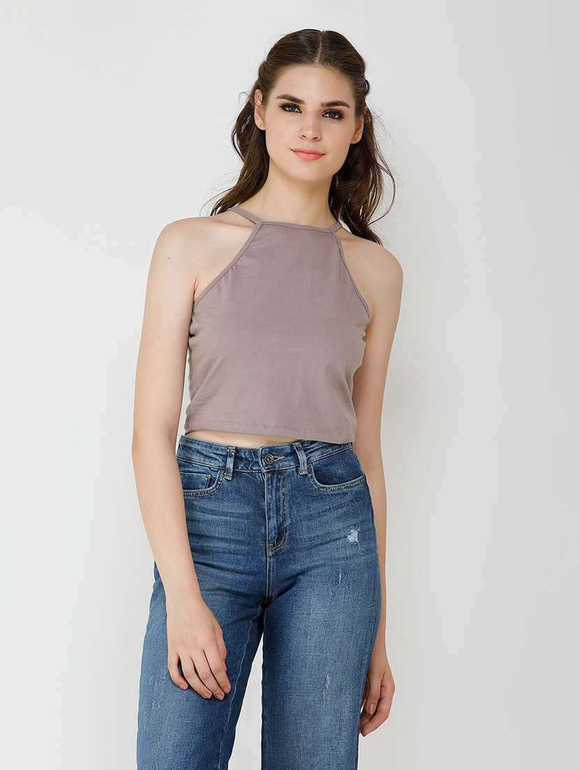 halter neck solid top 