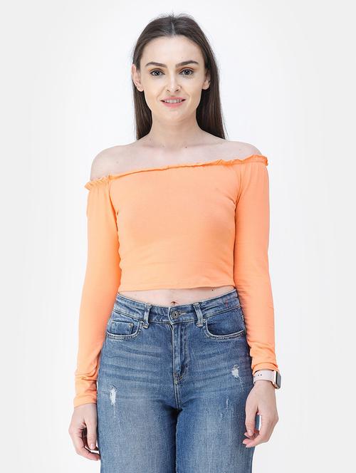 off shoulder solid top  - 18347600 -  Standard Image - 0