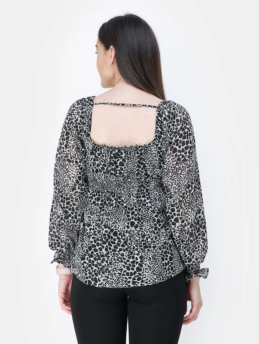 square neck animal print top - 18347606 - Standard Image - 2