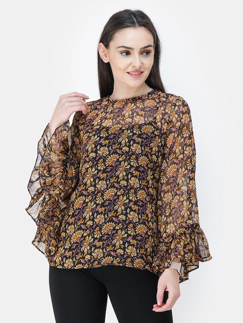 bell sleeved floral top - 18347607 - Standard Image - 0
