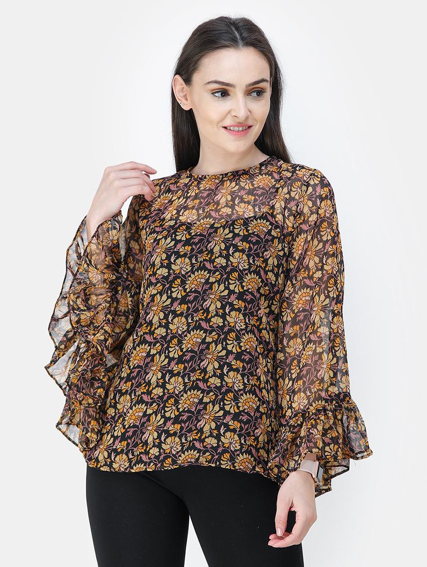 bell sleeved floral top - 18347607 - Zoom Image - 0