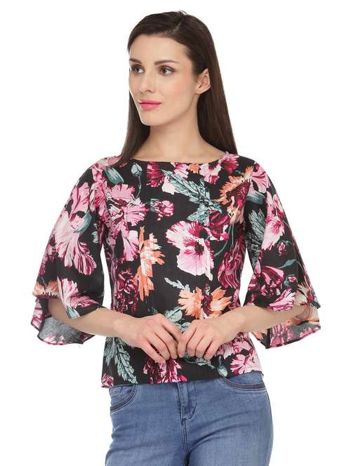 bell sleeved tropical top - 18347638 -  Standard Image - 0