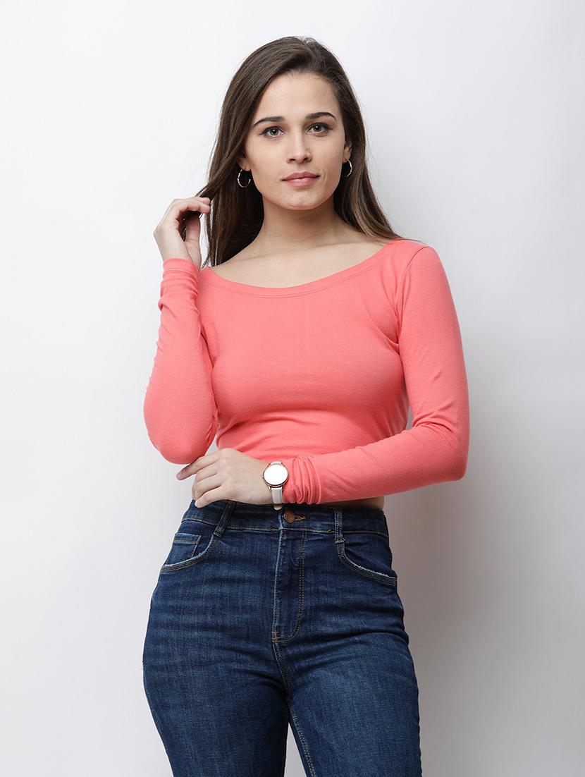 long sleeved solid crop top - 18347664 -  Zoom Image - 0