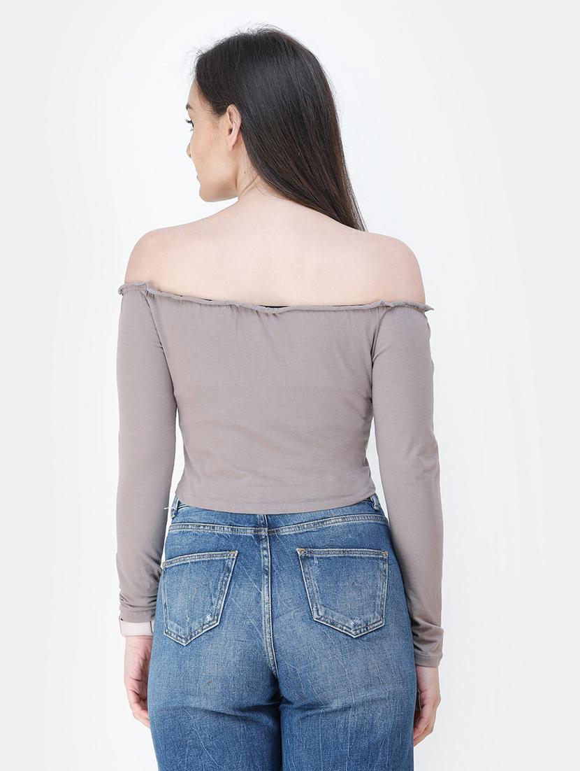 off shoulder solid top - 18347693 - Standard Image - 2