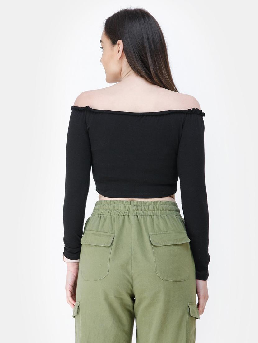 off shoulder solid top - 18347694 - Standard Image - 2