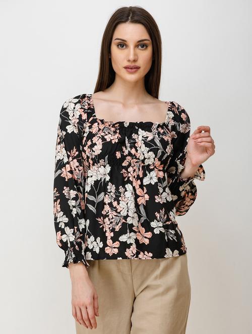 square neck floral print top - 18347721 - Standard Image - 0