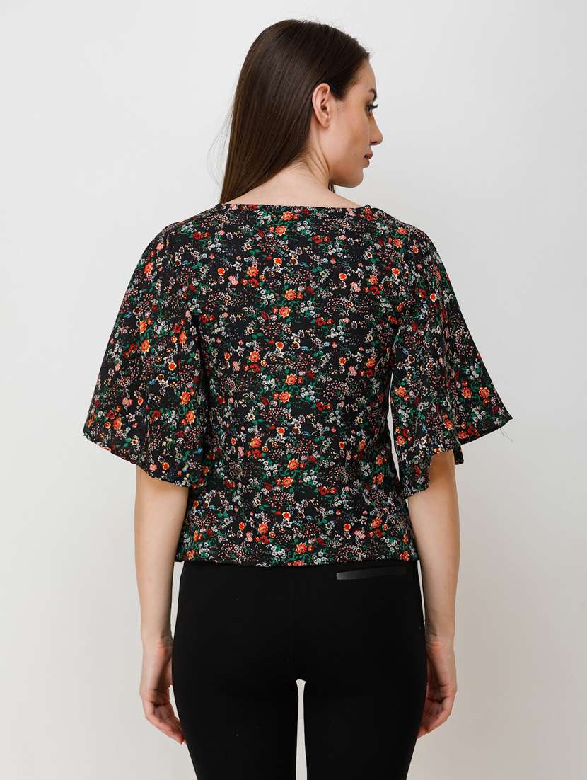 round neck floral print top - 18347722 - Standard Image - 2