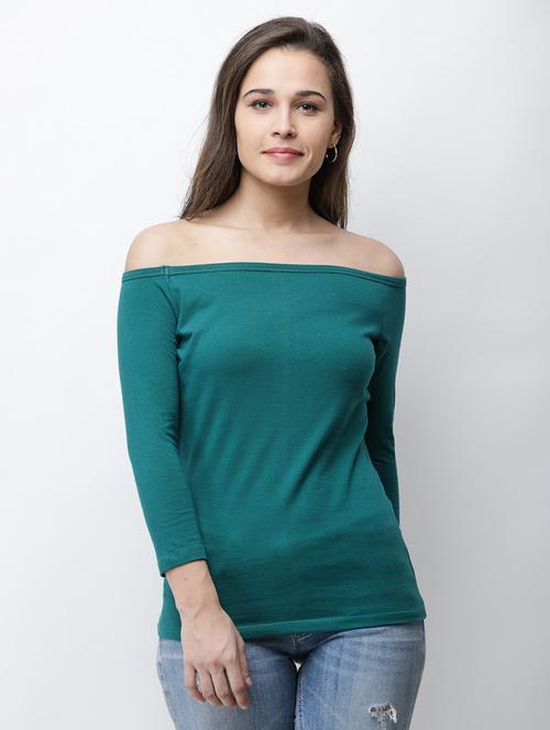 off shoulder solid top - 18347787 - Standard Image - 0
