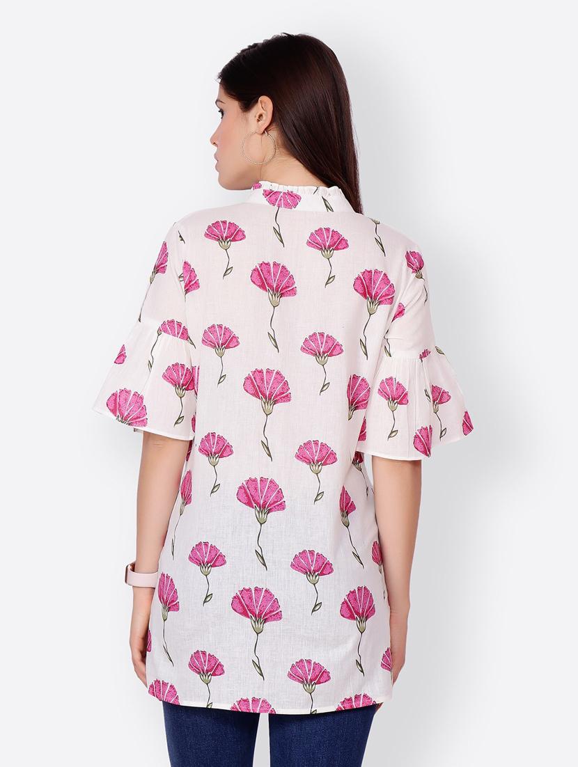 bell sleeved printed regular top - 18347806 - Standard Image - 2