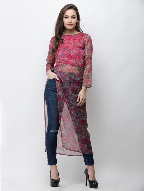 side slit printed tunic - 18347807 - Standard Image - 0