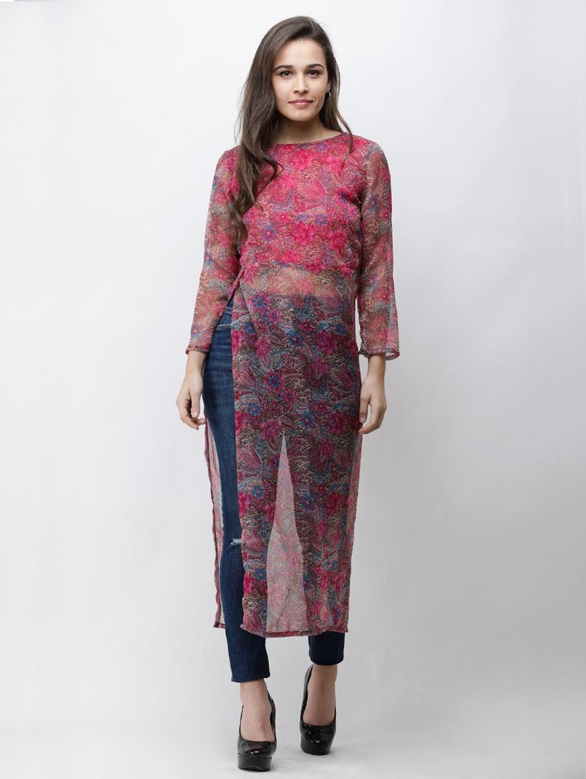 side slit printed tunic - 18347807 - Standard Image - 2