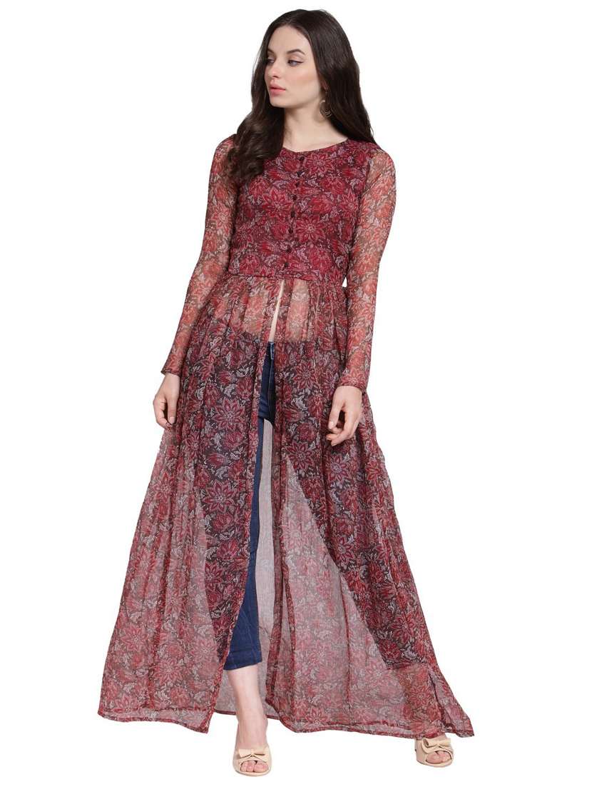 front slit floral maxi tunic